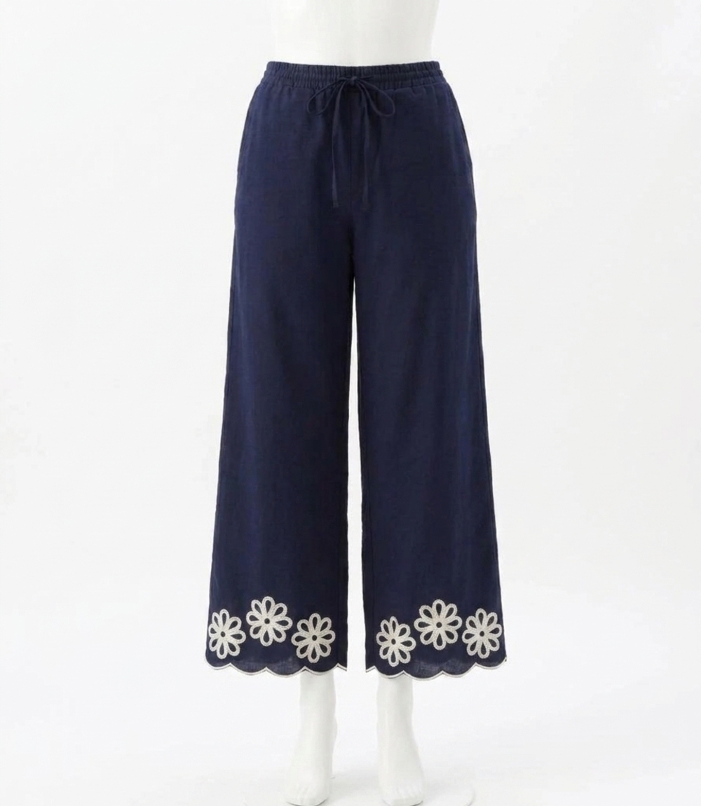 NEW KAREN KANE scallop drawstring pants in navy